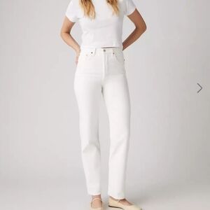 LEVI’S White Ribcage Cropped Straight Leg Button Fly Denim Jeans Size 25